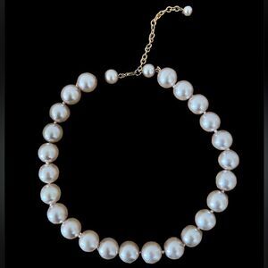 Vintage Large Chunky Faux Pearl Necklace, 18 Inches with 2 Inch Extender
